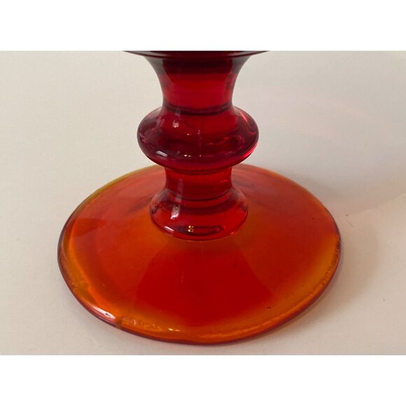 Water Goblet Ruby Red Thick Glass Heavy Replacement Vintage Unmarked - Picture 7 of 8
